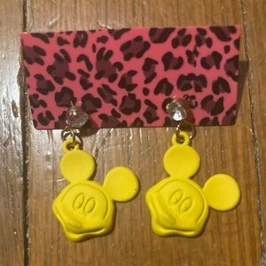 Mickey Mouse Yellow Fashion Earrings NEW